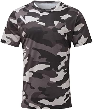 Кошули за кратки ракави XXBR MENS, камуфлажа печатени маички кошули за вежбање на мускули на врвот на обична маица