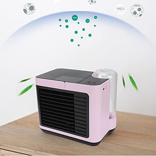 Вентилатор за климатик, мини ладилник за климатик за десктоп личен воздух со ноќно светло USB полнење негативно јонско прочистување