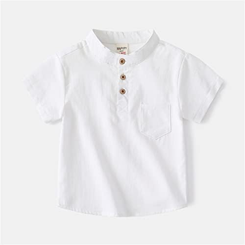 Деца новороденче дете дете бебе момчиња солидна кратка ракав џеб маица блуза врвови облеки бебешки момчиња Т.