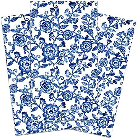100 сини цветни гостински салфетки декоративни рачни крпи 3 парчиња хартија за еднократна употреба пролетни цвеќиња салфетки
