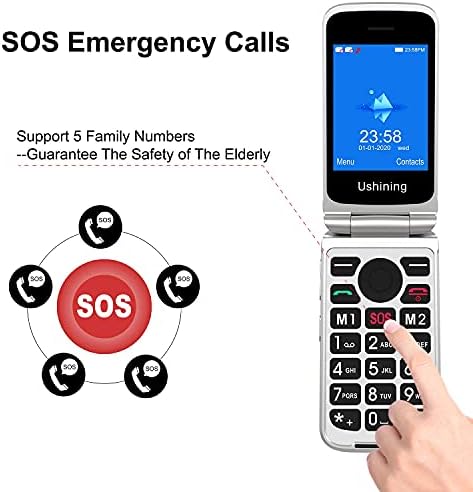 Ushining 3G отклучен сениорски флип телефон двоен екран t мобилен флип телефон отклучен SOS голем копче голем волуменски основен