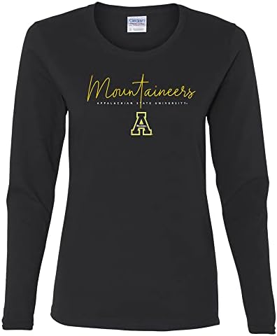 Тенка скрипта на NCAA, Teamенски маица со долги ракави во боја, колеџ, универзитет