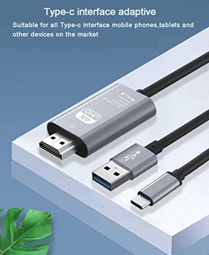FWKNB USB C до HDMI адаптер за кабел, HDMI до USB Type C кабел 6.6 FT 4K Display & Reporting за MacBook Pro/iPad Pro/Chromebook/Laptop/телефони