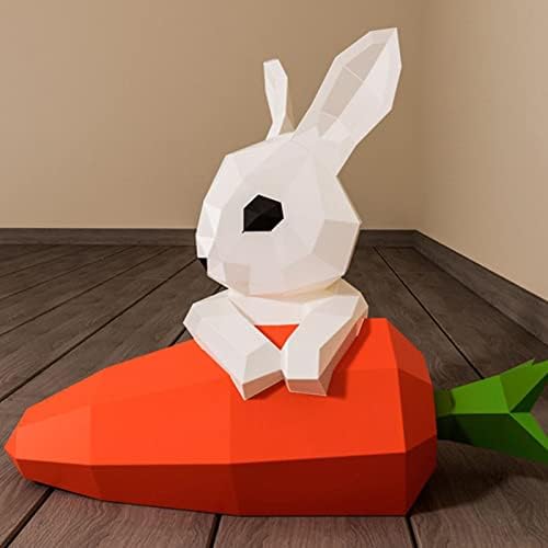 Wll-DP зајак гушкање ротквица 3D хартија за хартија трофеј DIY хартија скулптура геометриска оригами загатка сцена распореди дома
