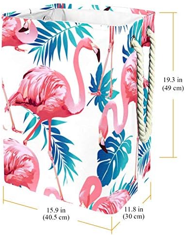 Нехомер Тропски Палми Лисја Со Егзотични Фламинго 300д Оксфорд Пвц Водоотпорна Облека Ја Попречува Големата Корпа За Перење За Ќебиња Играчки