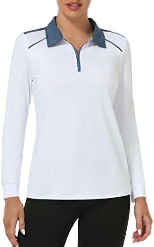 Pinspark голф кошули за жени долги ракави Поло кошули влага за прицврстување на пакетот тенок фит атлетски тренинг тенис врвови