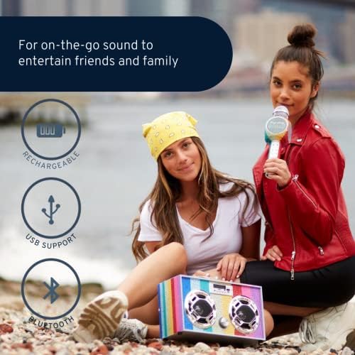 Безжичен Експрес - Мини Бумбокс СО LED Звучници – Ретро Bluetooth Звучник w/Подобрено FM Радио-Совршено За Дома И На Отворено