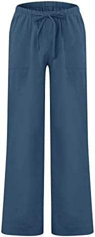 Панталони со панталони Менс еластични панталони за половината Постелни панталони за мажи современ удобен квалитет мека постелнина боја