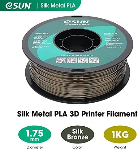Есун Свила метал Пла Филамент 1,75мм, свилен металик 3Д-печатач ПЛА, димензионална точност +/- 0,05мм, 3Д филамент за печатење од 1 кг за 3Д