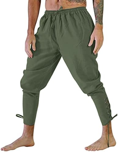 Панталони од Миашуи за мажи машка мода случајна лабава ретро -глужд лента чипка за хеланки панталони за обука на панталони
