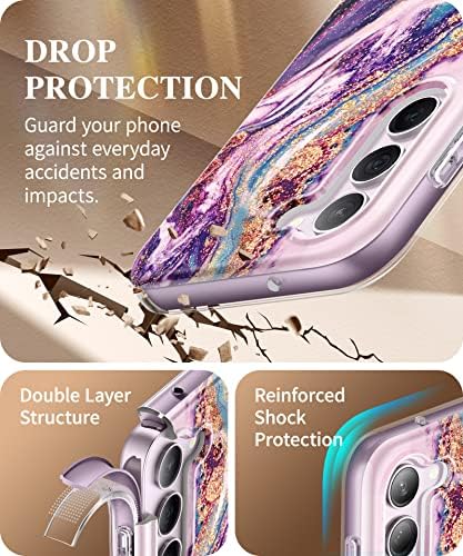 Gviewin Компатибилен Со Samsung Galaxy S23 Случај Со Заштитник На Екранот + Заштитник На Објективот На Камерата, [21ft Воено Одделение