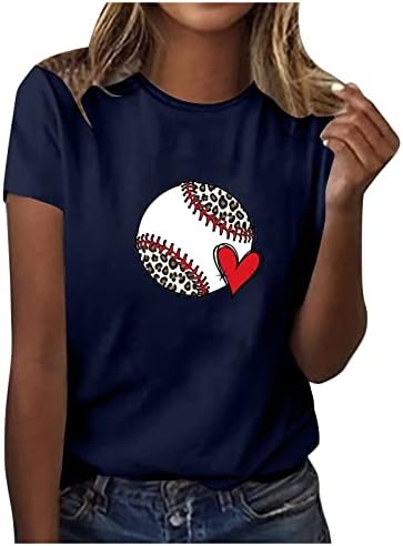 Маица за маица за мајки за бејзбол кошули за срцеви печати мама живот смешни графички врвови лето лето кратки ракави тунични маички