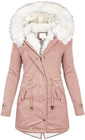 Женски зимски топол палто, дами модна трендовски мала тежина со аспиратор дебела вметната надворешна облека голема јакни од јака