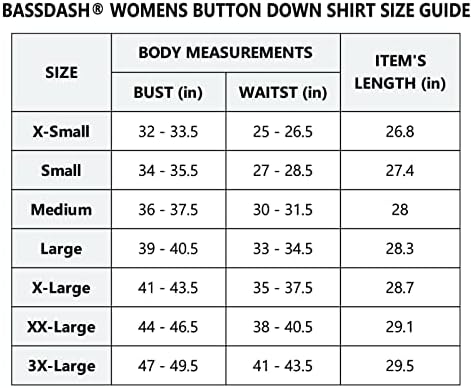 Bassdashенски женски UPF 50 копче за пешачење со долги ракави за пешачење надолу со кошула Изведба Брзо суво FS21W