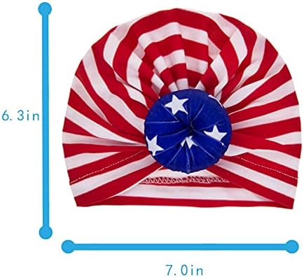 Лабанка бебе деца пунџа јазличка облека Американско знаме Турбан капи, ден зависноста на новородените бебешки лак капачиња