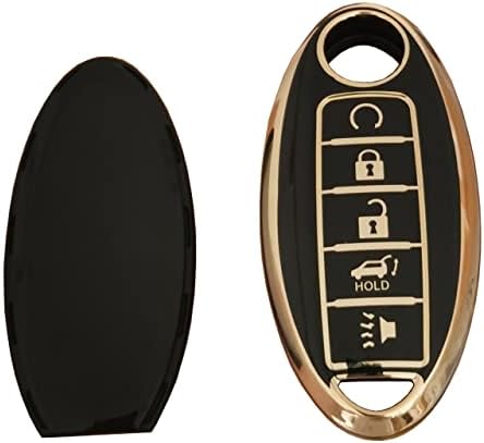 Qixiubia for Nissan Key Fob Cover Coverless Clearless Smart Key погоден за Nissan 350Z 370Z Altima Armada GT-R Leaf Pathfinder Rogue Sentra