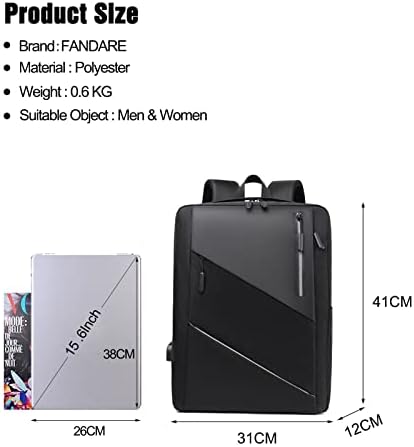 Fandare тенок лаптоп ранец за ранец за патувања со делови со USB порта за полнење со повеќе бои за спојување на дневниот пакет одговара