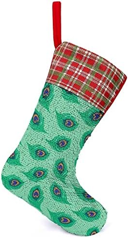 Паук образец Зелена опашка секвен Божиќ за Божиќни празници Реверзибилна боја Промена на магичен фонд за Божиќно дрво камин виси чорапи