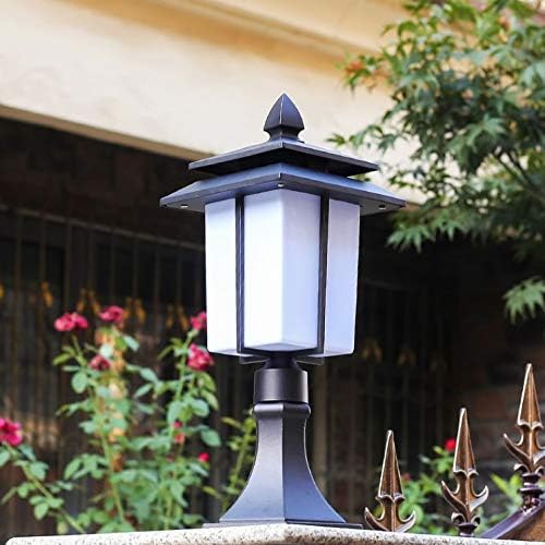 TJLSS нов кинески стил Gatelamp, надворешна ламба, градинарска ламба, ламба за глава на wallидови на отворено, водоотпорна вила градинарска