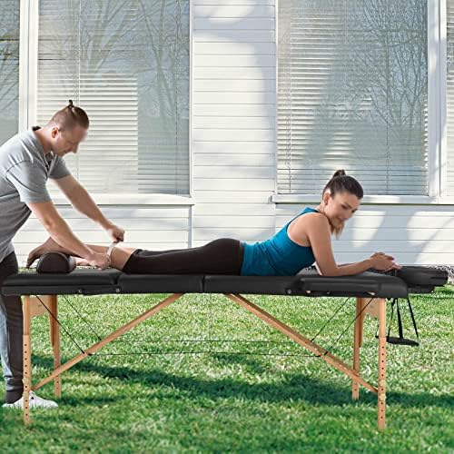 CFSNCM Преносна масажа Табела 3 пати 84 L прилагодлив спа кревет со/носење кутија црна рака палета