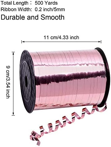 500 Јарди Метална Лента За Виткање Розово Злато Балонски Ленти Стегната Лента Ролна Балонска Низа За Забави, Фестивал, Цвеќарница, Занаети