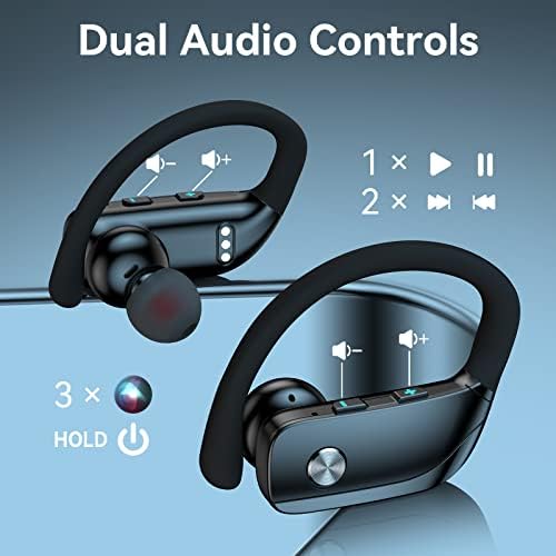 Безжични слушалки за ушите за слушалки со Belet Bluetooth 48 часа играат спортски слушалки со LED дисплеј пупки со уво со вграден микрофон