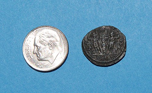 ТОА Римски Константи Император од 337 до 350, 2 Војници Стои помеѓу 1 Чи-Ро Стандардна Монета Многу Добро