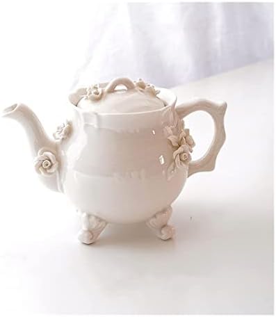 Беж чај сет цвет украс керамички чајник крема млеко чаша чај сет попладне чајни чајни чај