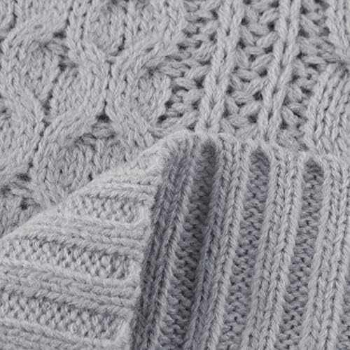 Women'sенски кабел плетен џемпер со долг ракав Нов џемпер плетена коноп шема обичен џемпер преголеми џемпери