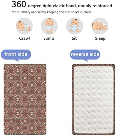 Ретро тематски опремени мини чаршафи за креветчиња, преносни мини креветчиња со меки и затегнати лежишта за креветчиња за девојчиња за