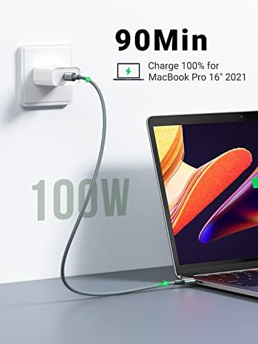 Ugreen 100w USB C до USB C кабел тип C Брзо полнење кабел компатибилен со MacBook Pro 2022, iPad Pro 2022, iPad Air 5, Samsung Galaxy