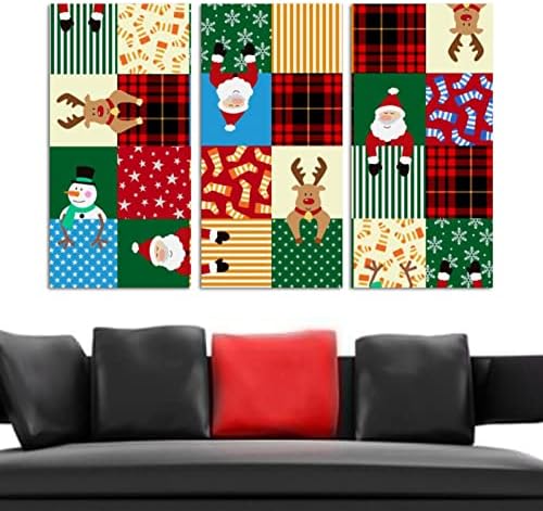 Wallидна уметност за дневна соба, Божиќна шема шема врамена декоративно масло за сликање сет декоративни модерни уметнички дела