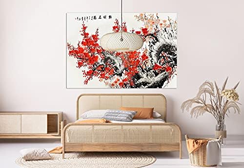 Сакура Бонсаи дрво Сакура цвета цветна wallидна уметност јапонска wallидна уметност платно јапонски отпечатоци wallидна уметност