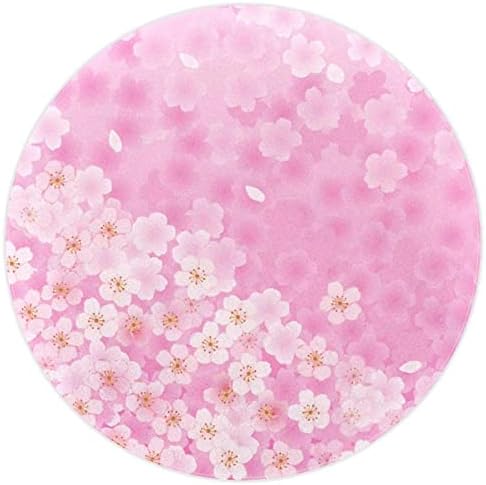 Llnsupply Детска килим 4 ft Големи килими со тркалезна област за девојчиња момчиња бебе - пролетни сакура флорали розова романтична девојка,