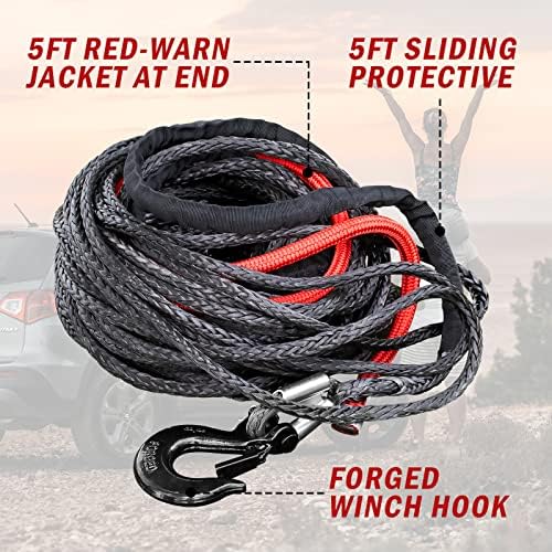 Cainozo Synthetic Winch Rope 3/8'''x100ft Dyneema Winch Rope For Off Road Road ATV UTV SUV Truck Winch додаток