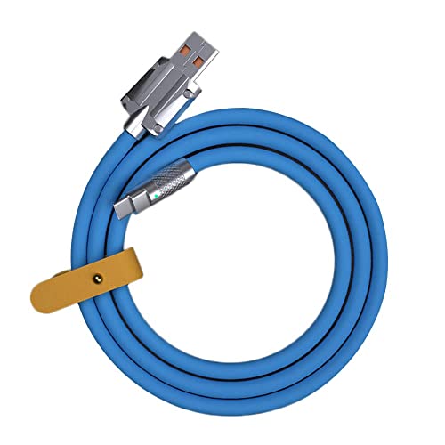Recyphi chubby 1.0-USB кабел за полнење на кабел USB до типот C Трајни гума гума кутија сина 3,3ft, лаптоп