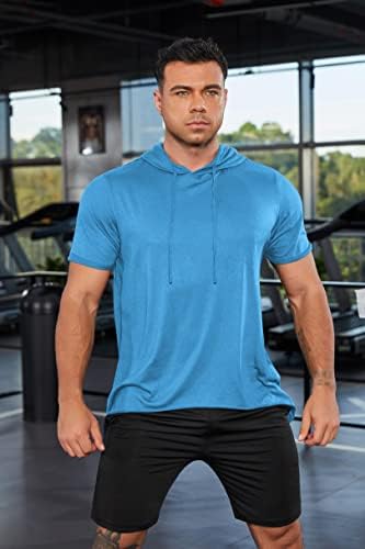 Кошули за тренингот за маж за мажи, маица маица за бодибилдинг салата, со кратки ракави со аспиратор, вградени кошули