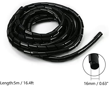 Bettomshin 1 парчиња 16,5 стапки PE Spiral Cable Wrap, капаци на жичен кабел за организатор на електрична жица со ТВ компјутер, стоп за затегнување