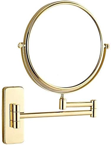 Огледала поставени со ларро wallидови, огледала за шминка од 8 инчи злато, двострано месинг огледало, бања што може да се преклопи 360