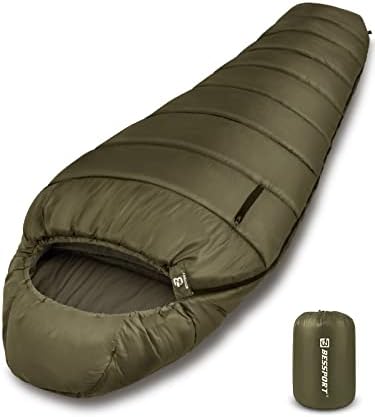 Беспорт мумичка торба за спиење | 15-45 ℉ Екстремна 3-4 сезонска торба за спиење за возрасни ладно време-топло и миење, за пешачење за патувања