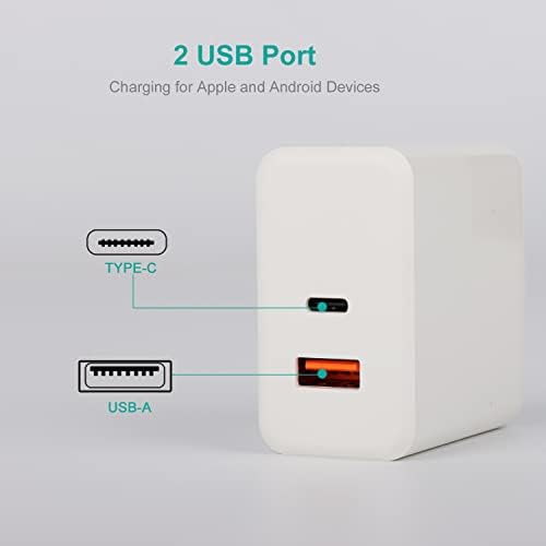 Адаптер за полнач за полнач на Connek Stein USB C, адаптер за полнач за полначи од 65W Type C, двојна порта за преклопување на приклучокот,