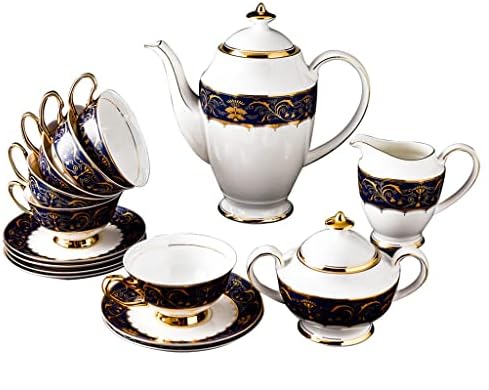 Сдфг Европски 15 парчиња Фина Коска Кинески Дизајн Сет За Чај Керамички Порцелански Чај Чаша И Чинија Попладневен Чај Комплет Со Дизајн