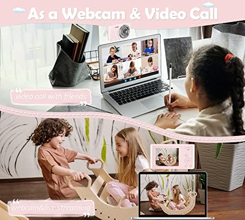 Дигитална камера UIKICON, FHD 4K 44MP Детска камера видео камера со 32 GB SD картичка 16X дигитален зум, компактен момент и снимање