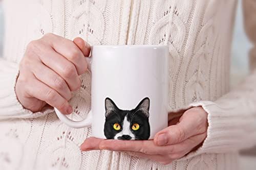 Mugbrew Moustached tuxedo мачка керамичка чаша чаша чај, 11 мл