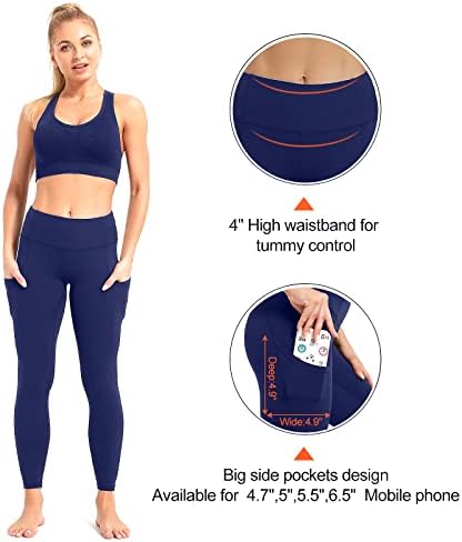 SP3LOPS Јога панталони со џебови за жени со висока половината за контрола на стомакот Controlенски меки меки јога тренинзи за тренинзи што трчаат