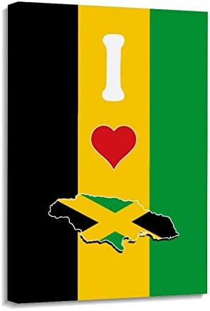 Јелолио ја сакам мојата земја, wallидна уметност на Јамајка Канвас за спална соба дневна соба декор Јамајка знаме wallидни печати постери