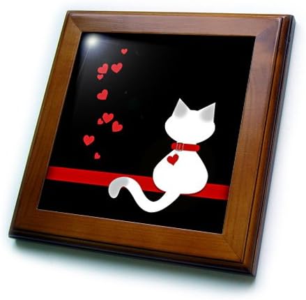 3Drose FT_164793_1 Loversубители на миленичиња Црвени срца сијамски мачки мачки-обложени плочки уметнички дела, 8 од 8-инчи