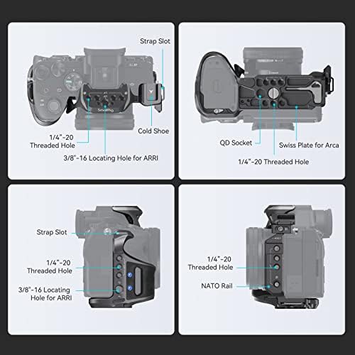 Smallrig A7 IV кафез со врвна рачка и стегач на кабел HDMI, основен комплет за Sony Alpha 7R V/Alpha 7 IV/Alpha 7S III - 3708