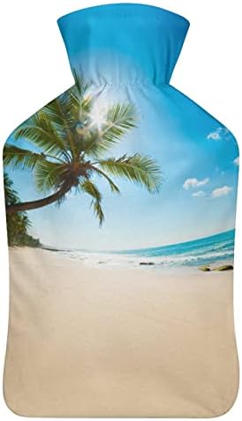 Хаваи Тропска плажа со шише со топла вода со топла вода со топло кадифен капак за креветски грчеви во менструална болка 1 литар