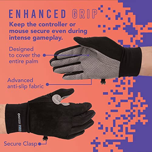 Onissi Pro Gaming Grapings за испотени раце - гејмерски зафат на ракави за видео игри на PS4/ PS5/ Xbox/ компјутер/ VR - Анти пот, црна,